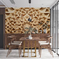 Wooden Mandala Mural Wallpaper in Dining Room Various Shades of Brown Mandala for Buddhism Mural Wallpaper - pure wallpaper artwork