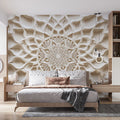 3D Wooden Mandala Mural Wallpaper in Bed Room Various Shades of Brown Mandala for Buddhism Mural Wallpaper - pure wallpaper artwork