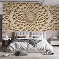 Wooden Mandala Mural Wallpaper for Bed Room Various Shades of Brown Mandala for Buddhism Mural Wallpaper - pure wallpaper artwork