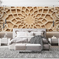 Wooden Mandala Mural Wallpaper in Bed Room Various Shades of Brown Mandala for Buddhism Mural Wallpaper - pure wallpaper artwork