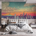 Dreamy Seattle Skyline Mural Serene Bedroom Escape Mural Wallpaper - pure wallpaper artwork