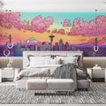 Dreamy Seattle Skyline Mural Contemporary Bedroom with Urban Whimsy Mural Wallpaper - pure wallpaper artwork