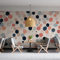 Hexagonal Pattern Mural Wallpaper in Cafe Various Pastel Colors of Hexagonal Patterns Mural Wallpaper - pure wallpaper artwork