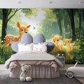 Deers in Forest Mural Wallpaper in Bedroom Various Colors (Green, Brown, etc.) of Deesr in Forest Mural Wallpaper - pure wallpaper artwork