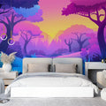 Purple and Pink Forest Mural Wallpaper in Bedroom Purple, Pink Forest Mural Wallpaper - pure wallpaper artwork