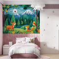 Forest and Animals Mural Wallpaper in Bedroom Various Colors (Green, Orange, etc.) of Forest and Animals Mural Wallpaper - pure wallpaper artwork