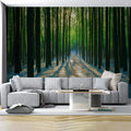 Snowy Forest Mural Wallpaper in Study Room Green, Blue Snowy Forest Mural Wallpaper - pure wallpaper artwork