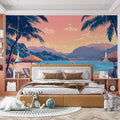 Beach and Sunset Various Colors (Pink, Orange, Blue, etc.) of Beach and Sunset Mural Wallpaper - pure wallpaper artwork