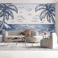 Blue and White Beach Blue, White Black and Beach Mural Wallpaper - pure wallpaper artwork