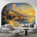Beach with Castel Various Colors (Yellow, Blue, etc.) of Beach with Castel Mural Wallpaper - pure wallpaper artwork