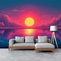 Vibrant Sunrise over Ocean Various Colors (Pink, Red, Blue, etc.) of Sunrise Mural Wallpaper - pure wallpaper artwork