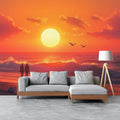 Sunrise with Silhouettes Various Colors (Orange, Red, etc.) of Sunrise Mural Wallpaper - pure wallpaper artwork