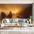 Sunrise over Rocks Various Colors (Orange, Brown, etc.) of Sunrise Mural Wallpaper - pure wallpaper artwork