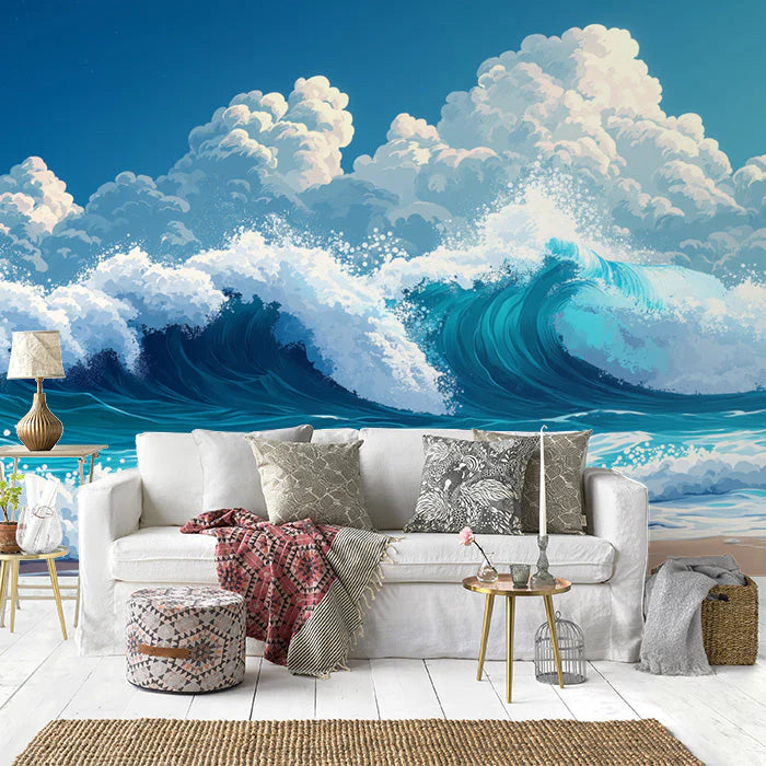 Giant Wave Various Colors (Blue, White, etc.) of Giant Wave Mural Wallpaper - pure wallpaper artwork
