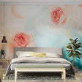 Romantic Pink Roses Wallpaper for a Girl's Room Various Colors (Pink, Blue, etc.) of Pink Roses Mural Wallpaper - pure wallpaper artwork