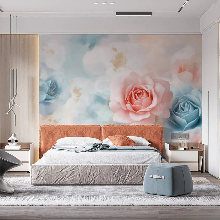 Romantic Pink Roses Various Colors (Pink, Blue, etc.) of Pink Roses Mural Wallpaper