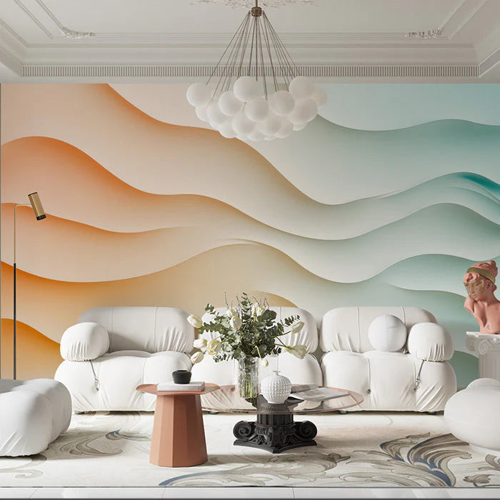 Gradient Wave Mural Wallpaper Various Colors (Orange, Green, etc.) of Gradient Wave Mural Wallpaper