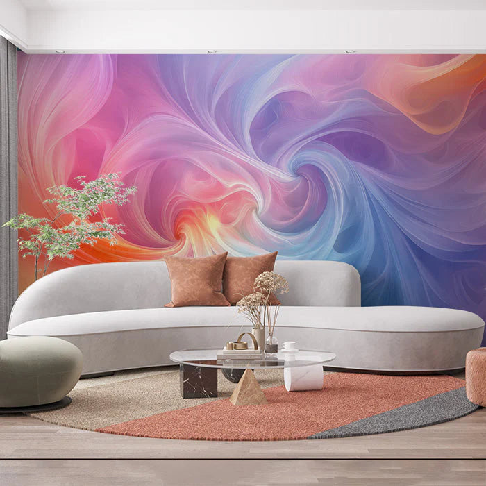 Colorful Swirl Mural Wallpaper in Office Various Colors (Orange, Blue, Purple, etc.) of Colorful Swirls Mural Wallpaper - pure wallpaper artwork