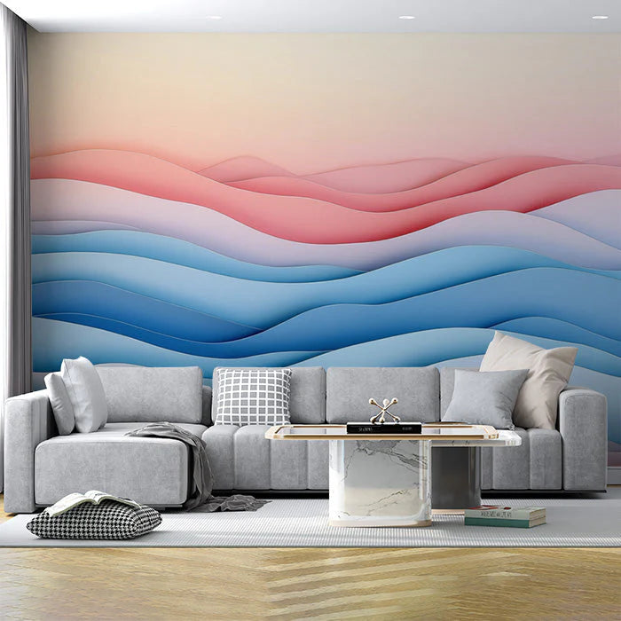 Gradient Wave Various Colors (Pink, Blue, etc.) of Gradient Waves for a living room Mural Wallpaper