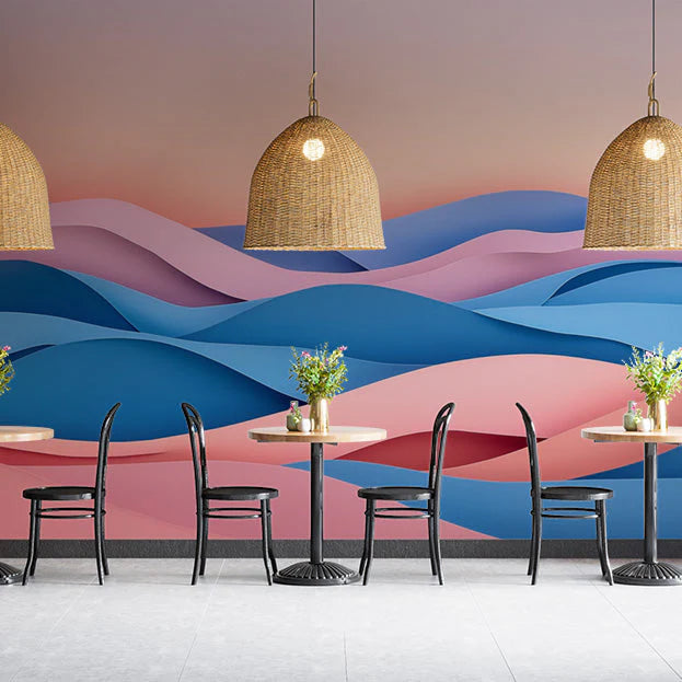 Gradient Wave Various Colors (Pink, Blue, etc.) of Gradient Waves for a cafe shop Mural Wallpaper - pure wallpaper artwork