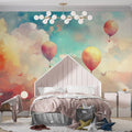 Hot Air Balloon and Clouds Various Colors (Blue, Orange, etc.) of Balloons Mural Wallpaper - pure wallpaper artwork