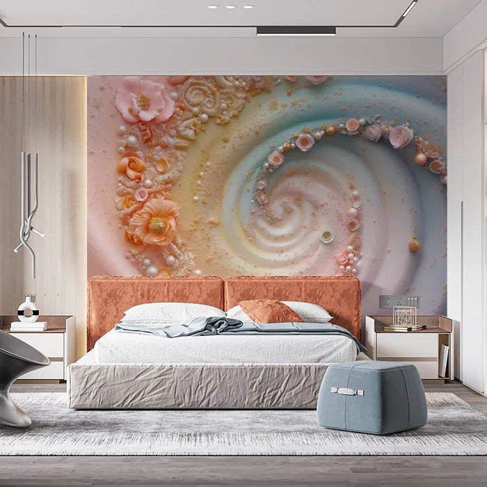 Romantic Floral Swirl Mural Wallpaper Various Colors (Pink, Blue, etc.) of Floral Swirls Mural Wallpaper - pure wallpaper artwork