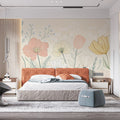 Floral Wallpaper in Bedroom Various Colors (Pink, Yellow, etc.) of Flowers Mural Wallpaper - pure wallpaper artwork