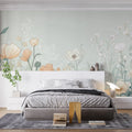 Floral Wallpaper in Bedroom Various Colors (Pink, Yellow, etc.) of Flowers Mural Wallpaper - pure wallpaper artwork