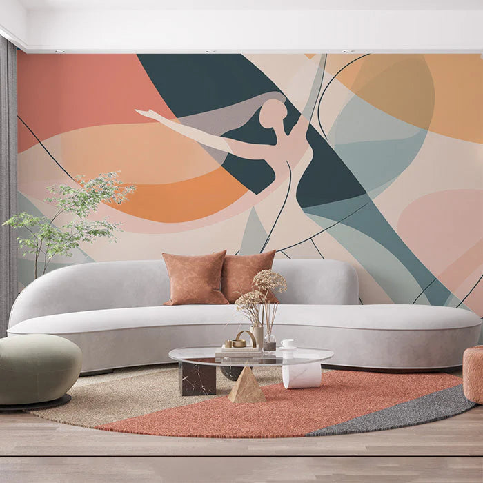 Abstract Dancer Wallpaper for a Rest room Various Colors (Orange, Green, etc.) of Dancer Mural Wallpaper - pure wallpaper artwork