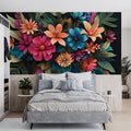 Vibrant Floral blooming for a bedroom Various Colors (Pink, Blue, etc.) of Flowers Mural Wallpaper - pure wallpaper artwork