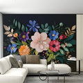 3D Vibrant Floral Various Colors (Pink, Blue, etc.) of Flowers for Living Room Mural Wallpaper - pure wallpaper artwork