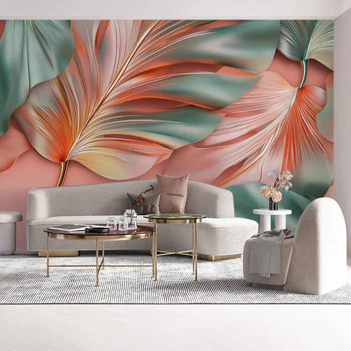 Tropical Leaf Various Colors (Orange, Green, etc.) of Tropical Leaves Mural Wallpaper - pure wallpaper artwork