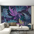 Purple and Blue Leaf Mural Wallpaper Various Colors (Purple, Blue, etc.) Leaves Mural Wallpaper - pure wallpaper artwork