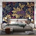 Floral and Leaf Various Colors (Blue, Purple, etc.) of Flowers and Leaves Mural Wallpaper - pure wallpaper artwork