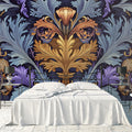 Floral and Leaf Various Colors (Blue, Purple, etc.) of Flowers and Leaves Mural Wallpaper - pure wallpaper artwork