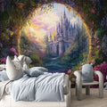 Castle and Garden Various Colors (Green, Purple, etc.) of Castle and Garden Mural Wallpaper - pure wallpaper artwork