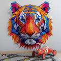 Geometric Tiger Mural Wallpaper in Room Various Colors (Orange, Blue, etc.) of Tiger Mural Wallpaper - pure wallpaper artwork