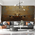 Golden Airplane Mural Wallpaper in living room Various Colors (Gold, Brown, etc.) of Golden Airplane Mural Wallpaper - pure wallpaper artwork