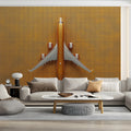 Golden Airplane Mural Wallpaper in Office Various Colors (Gold, Brown, etc.) of Golden Airplane Mural Wallpaper - pure wallpaper artwork
