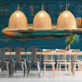 Vintage Airship Blueprint Mural Wallpaper — Industrial Style Mural Wallpaper - pure wallpaper artwork