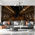 Private Jet Cabin Mural Wallpaper — Sophisticated Metallic Gold Mural Wallpaper - pure wallpaper artwork