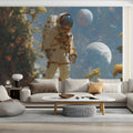 Astronaut Among Celestial Trees Mural Wallpaper — Artistic Sci-Fi Mural Wallpaper - pure wallpaper artwork