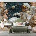 Astronaut and Floral Nebula Mural Wallpaper — Whimsical Decor Mural Wallpaper - pure wallpaper artwork