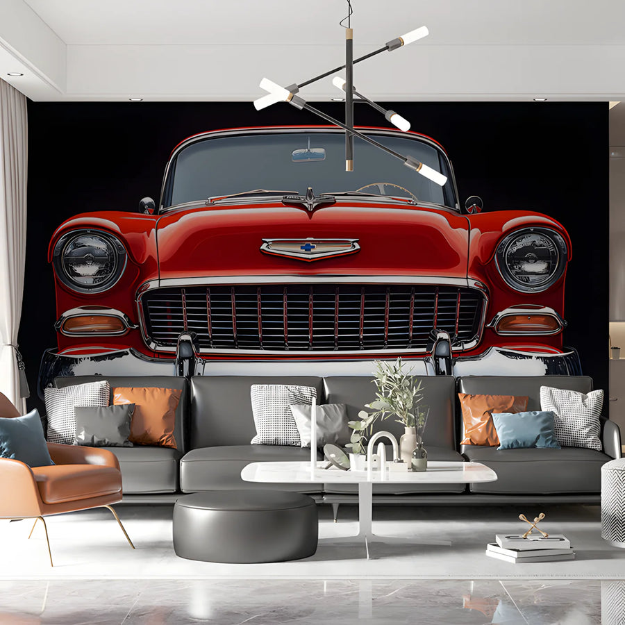 Vintage Classic Car Mural Wallpaper — High Contrast Automotive Art Mural Wallpaper