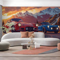 Vintage Classic Cars Mountain Sunset Mural Wallpaper - pure wallpaper artwork