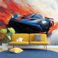 Racing Car Motion Mural Wallpaper — Dynamic Artistic Design Mural Wallpaper - pure wallpaper artwork