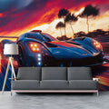 Racing Car Motion Mural Wallpaper — Dynamic Automotive Art Mural Wallpaper - pure wallpaper artwork