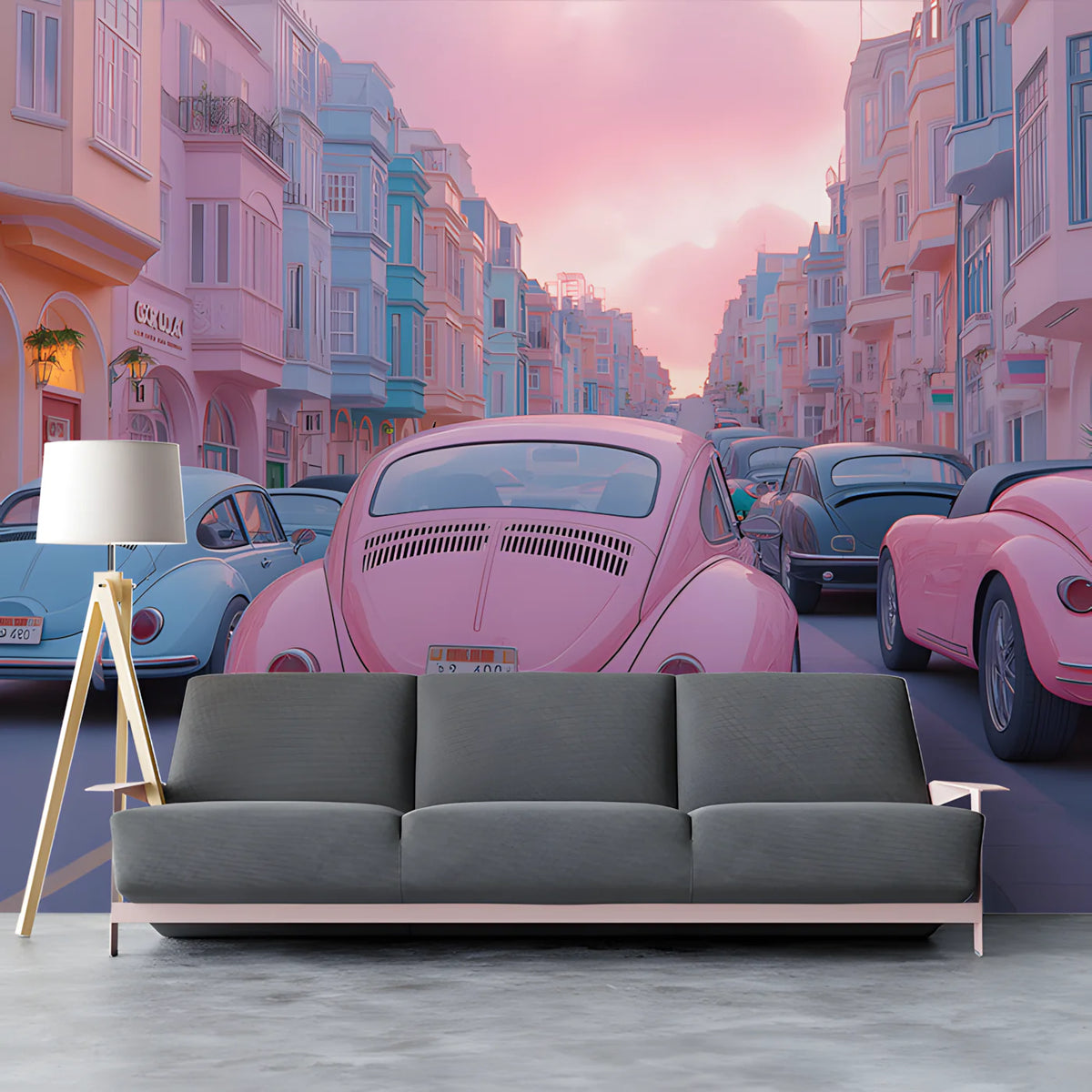 Vintage Pastel Paris Street Mural Wallpaper — Whimsical City Scene Mural Wallpaper - pure wallpaper artwork
