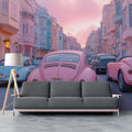 Vintage Pastel Paris Street Mural Wallpaper — Whimsical City Scene Mural Wallpaper - pure wallpaper artwork
