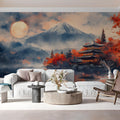 Mount Fuji Night Landscape Mural Wallpaper — Painterly Japanese Art Mural Wallpaper - pure wallpaper artwork